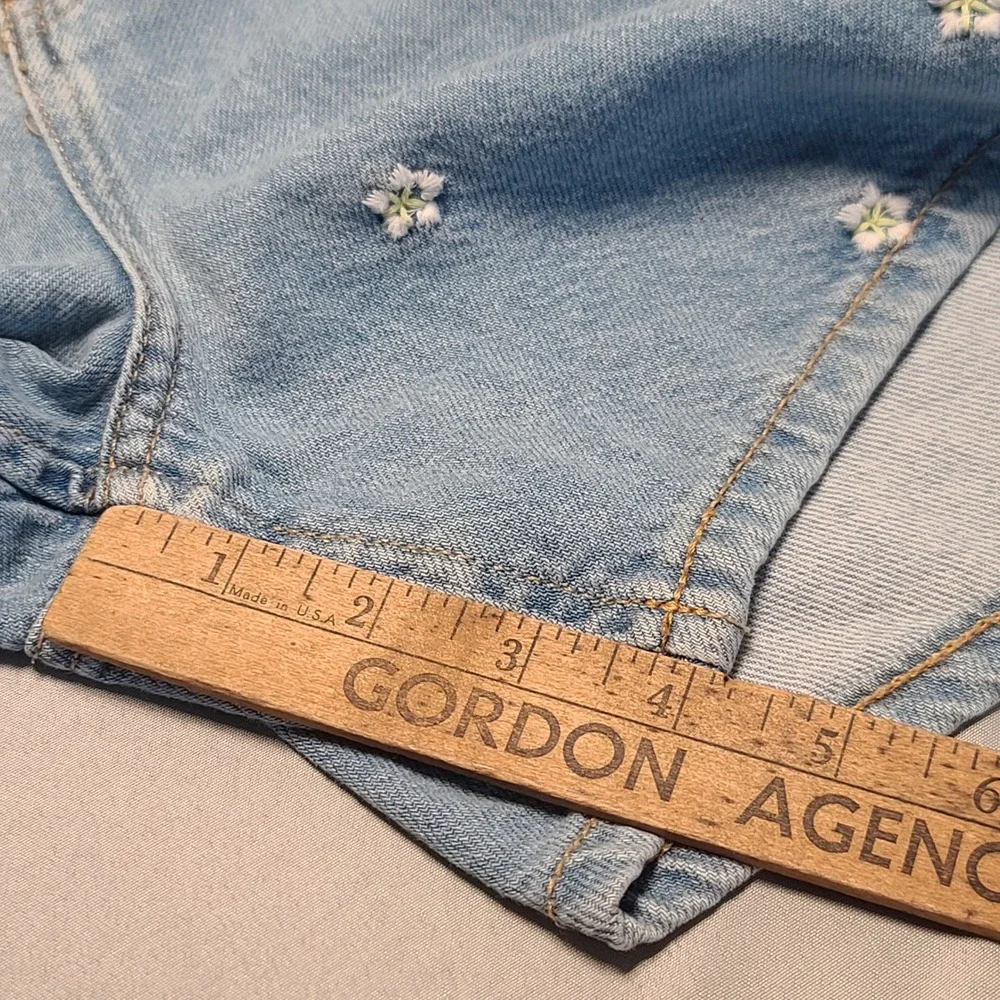 Thereabouts Carpenter Shorts Girls 18.5 Plus Blue Floral Embroidered Utility
